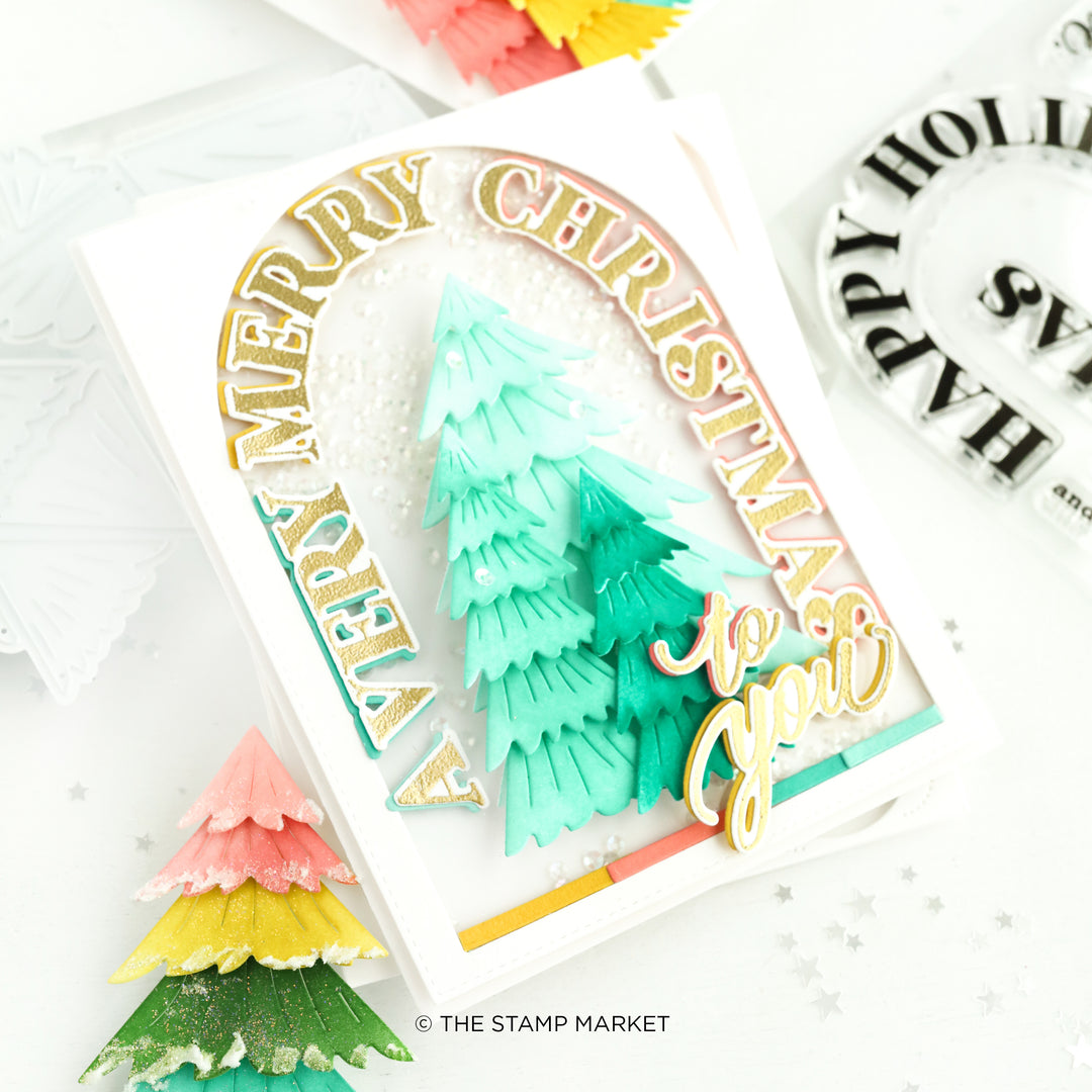 ARCHED HOLIDAY GREETINGS STAMP